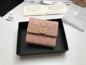 Replica Copy Boy Chanel A81965 Small Flap Wallet Grained Calfskin Gold Tone Metal Watermelon Beige