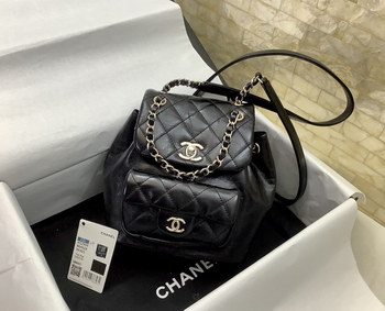 Replica 2022 Chanel Black Lambskin Quilted Duma Backpack For Girls Online