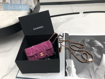 Replica Fake Chanel Jewel Card Holder Small Bag with Chain Rose Velvet with Gold Hardware Celebrity Same Christmas AP2285