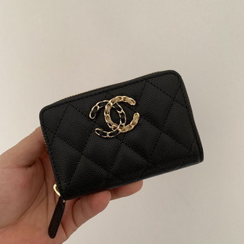 Replica Replica Chanel AP1842 New Wallet Wallet Grained Calfskin Gold Tone Metal Black