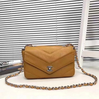 Replica Chanel 2017 Lambskin Chian Flap Bag Yellow