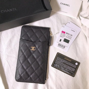 Replica New Copy Chanel Phone Bag Wallet Caviar Quilted Genuine Leather Gold Silver