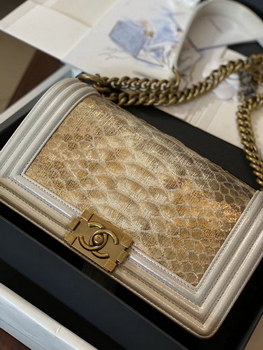 Replica Replica Boy Chanel Bag South African Python Skin with Imported Sheepskin 005