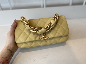 Replica Replica Chanel AS2388 2021 Flap Bag Shiny Lambskin Gold Tone Metal Yellow