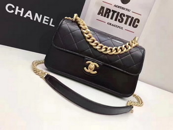 Replica Original Quality Chanel Flap Bag With Chain Tote Black Calfskin Gold Metal