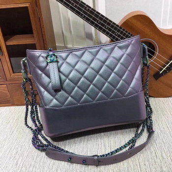 Replica Chanel 28cm Gabrielle Hobo Bag Calfskin Iridescent Lambskin Iridescent Metal Purple