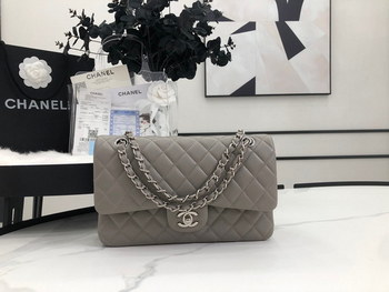 Replica Limited Edition Chanel Classic Flap 17CM 20Cm 25CM Sheepskin Shoulder Bag With Light Gold High End Light Gray