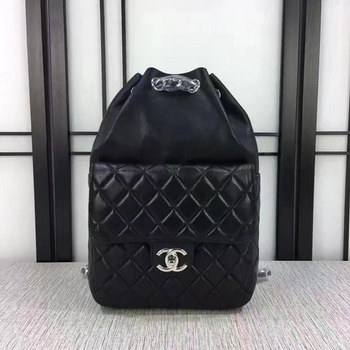 Replica Chanel 7013 Backpack Balck Leather Silver