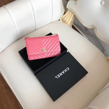 Replica Original Copy Chanel Classic Wallet On Chain Lambskin Gold Tone Metal Rose