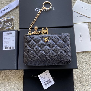 Replica Replica Chanel A50168 Matelasse CC Logo Case Coin Purse Black Leather with Gold