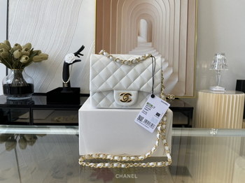 Replica Replica Chanel Clasica Flap Mini Chain Shoulder Bag 17cm Quilted Lambskin With Gold White