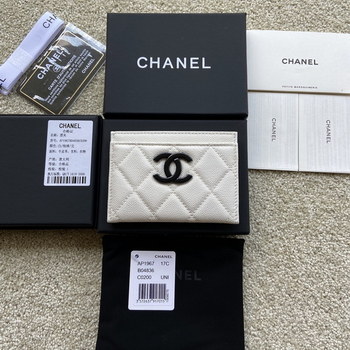 Replica Replica Chanel AP1967 Small Card Holder Wallet White With Black CC