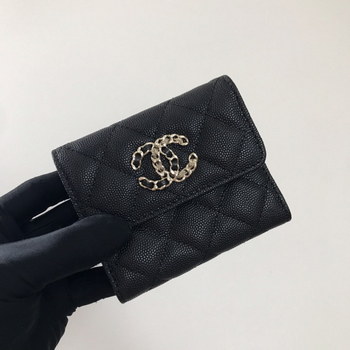 Replica Best Price Chanel Wallet 1840 Grained Calfskin Black