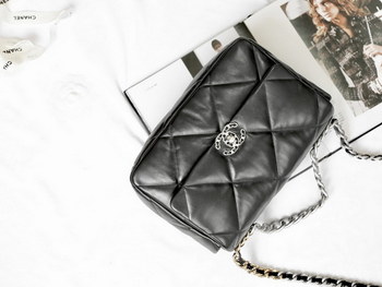 Replica Replica 2022 Chanel 19 Large Handbag Black Lambskin AS1161