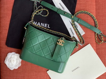 Replica Chanel A9824 Gabrielle Small Hobo Bag Denim Calfskin Gold Tone Metal Green