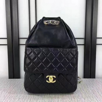 Replica Chanel 7013 Backpack Balck Leather Gold