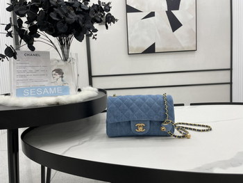 Replica Fake Chanel Samll Flap Bag Denim Gold Tone Metal Blue AS1787 Best Gift