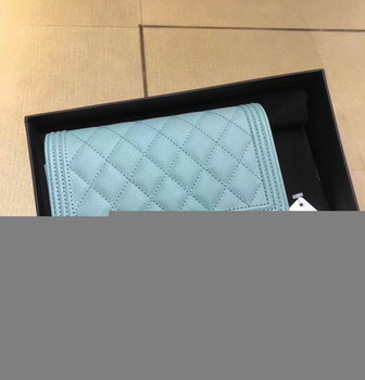 Replica Replica Chanel A84433 BOY CHANEL Clutch with Chain Grained Calfskin Light Blue