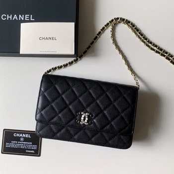 Replica Top Quality AP2021 Chanel Woc Wallet On Chain Caviar Leather Black