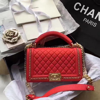 Replica Chanel Boy Chanel Red Handbag With Handle