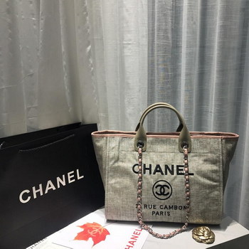 Replica AAA Replica Chanel A93786 Large Shopping Bag Mixed Fibers, Lurex Canvas Gold Tone Metal Light Gray