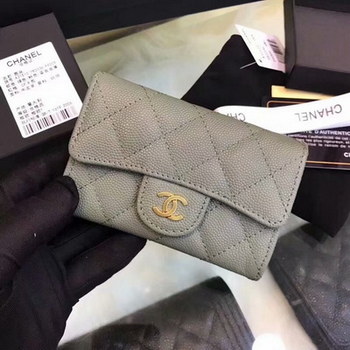 Replica Cheap Chanel CF Card Small Bag Caviar Quilted Genuine Leather Gray Gold Hardware
