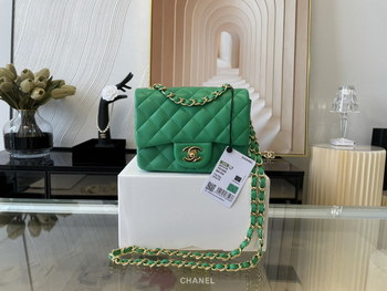 Replica Replica Chanel Clasica Flap Mini Chain Shoulder Bag 17cm Quilted Lambskin With Gold Green
