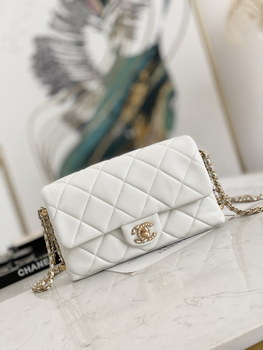 Replica Online Shop Chanel Flap Shoulder Bag Lambskin Gold Metal White AS2563 Perfect Copy