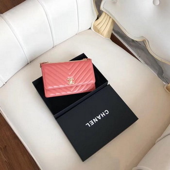 Replica Original Copy Chanel Classic Wallet On Chain Lambskin Gold Tone Metal Cherry Red
