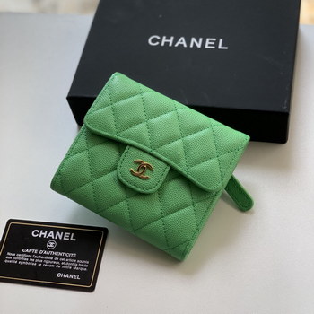 Replica Top Quality Chaenl 82288 Classic Small Flap Wallet Green With Gold