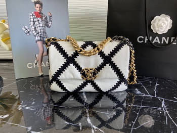 Replica New Replica CHANEL AS1160 19 Flap Bag Calfskin Crochet White Black