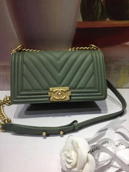 Replica Chanel 25cm Boy Handbag Calfskin Gold Tone Metal Dark Wood