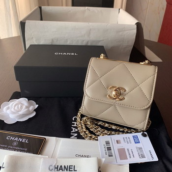 Replica Replica Chanel Ohanel Trendy Mini Wallet on Chain Lambskin Gold Tone Metal Khaki