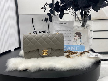 Replica Hot Sale Chanel Classic Flap Sheepskin Shoulder Bag 20Cm For Ladies Light Gray Wiht Gold