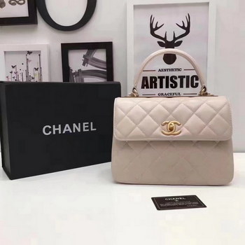 Replica Original Chanel Flap Bag With Top Handle Lambskin Gold Khaki