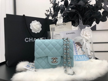 Replica Hot Sale Chanel Classic Flap Sheepskin Small Shoulder Bag 17cm Best Gift Replica Light Green With Sliver