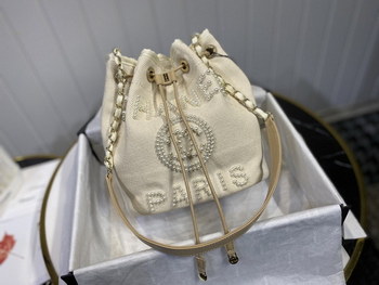 Replica NEW Replica Chanel Small Drawstring Bag Grained Calfskin Beige