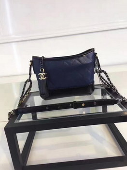 Replica Original Chanel Gabrielle Leather Hobo Bag Dark Blue