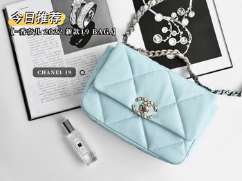 Replica 2022 Hot Selling Chanel 19 Flap Bag Tiffany Blue
