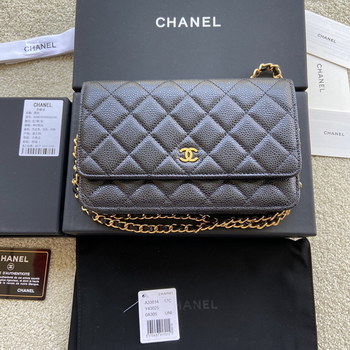 Replica Replica Chanel A33814 Women Classcics Wallet On Chain Black Caviar Leather with Gold