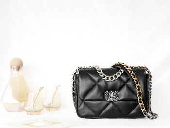 Replica Replica 2022 Chanel 19 Small Handbag Black Lambskin AS1161