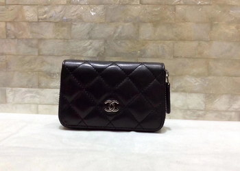 Replica Chanel Calfskin Women Wallet Black With Silver Tone Metal