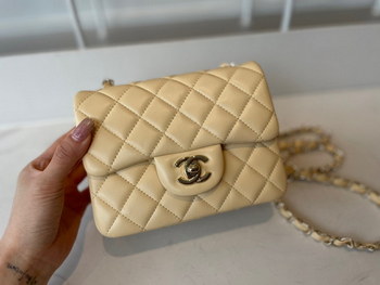 Replica Hot Sale Chanel Classic Flap Sheepskin Small Shoulder Bag 17cm Best Gift Replica Yellow With Gold