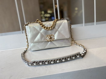 Replica 2021 Top Sale Chanel 19 Flap Bag 26cm Goatskin in Pearl Replica