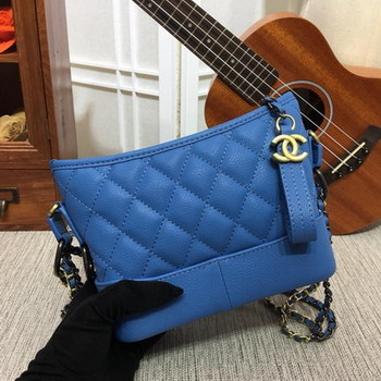 Replica Chanel Gabrielle Small Hobo Bag Goatskin Patent Goatskin Silver Tone Gold Tone Metal Light Blue