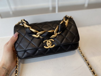 Replica Replica Chanel AS2388 2021 Flap Bag Shiny Lambskin Gold Tone Metal Black