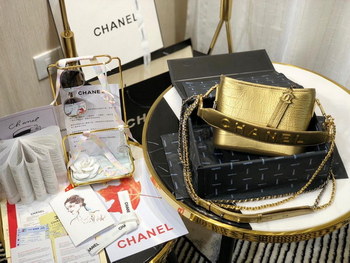 Replica Top Replica Chanel Gabrielle Small Hobe Bag Crocodile Embossed Calfskin Gold Tone Silver Tone Metal AS0865