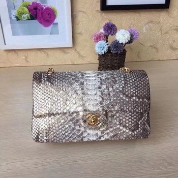 Replica Chanel 1112 25cm Python Classic Double Flap Bag White