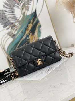 Replica Online Shop Chanel Flap Shoulder Bag Lambskin Gold Metal Black AS2563 Perfect Copy