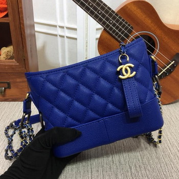 Replica Chanel Gabrielle Small Hobo Bag Goatskin Patent Goatskin Silver Tone Gold Tone Metal Blue